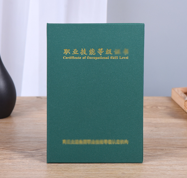 绿色烫金技能等级证书制作